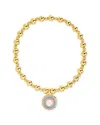 Sterling Forever Lorelai Enamel & Pearl Charm Beaded Bracelet In Gold