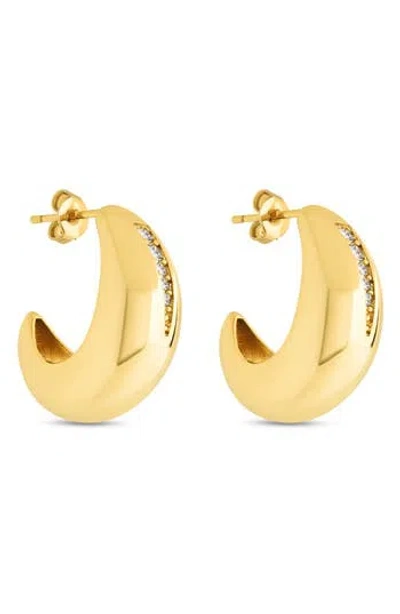 Sterling Forever Lorena Graduated Cz Hoop Earrings In Gold
