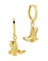 Sterling Forever Loretta Cz Cowboy Boot Micro Hoop Earrings In Gold