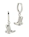 Sterling Forever Loretta Cz Cowboy Boot Micro Hoop Earrings In Silver