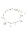 Sterling Forever Louisa Cz & Stone Charm Bracelet In Metallic