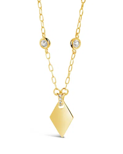 Sterling Forever Louise Stationed Cz & Pointed Pendant Necklace In Gold