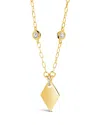 Sterling Forever Louise Stationed Cz & Pointed Pendant Necklace In Gold