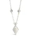 Sterling Forever Louise Stationed Cz & Pointed Pendant Necklace In Silver