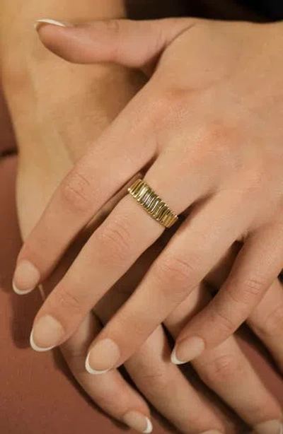 Sterling Forever Luna Textured Row Ring In Gold