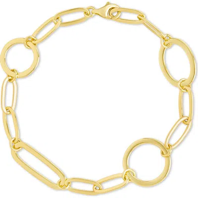 Sterling Forever Lyla Round & Oval Link Chain Bracelet In Gold
