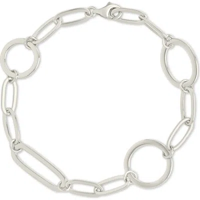 Sterling Forever Lyla Round & Oval Link Chain Bracelet In Silver