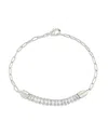 Sterling Forever Mackenna Cz & Chain Bracelet In Silver