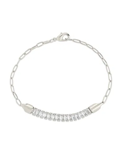 Sterling Forever Mackenna Cz & Chain Bracelet In Silver