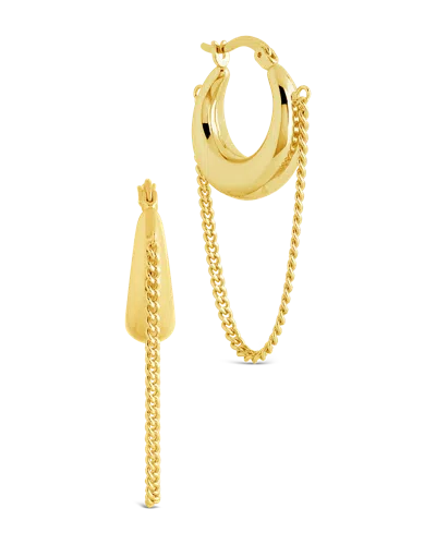 Sterling Forever Mackenzie Chain Drop Hoop Earrings In Gold