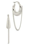 Sterling Forever Mackenzie Chain Drop Hoop Earrings In Metallic