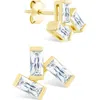 Sterling Forever Macy Baguette Cubic Zirconia Stud Earrings In Gold