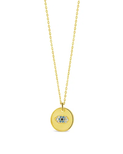 Sterling Forever Madison Cz Evil Eye Pendant Necklace In Gold