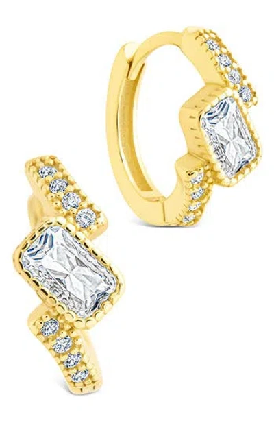 Sterling Forever Maevyn Cubic Zirconia Huggie Hoop Earrings In Gold