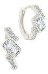 Sterling Forever Maevyn Cubic Zirconia Huggie Hoop Earrings In Silver