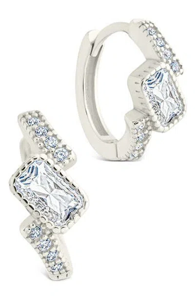 Sterling Forever Maevyn Cubic Zirconia Huggie Hoop Earrings In Silver