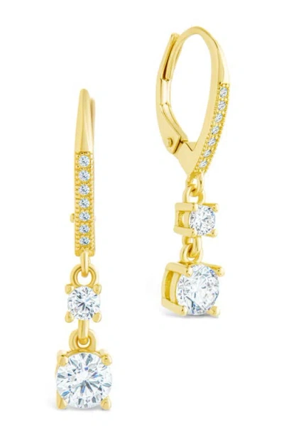 Sterling Forever Magdalena Cubic Zirconia Drop Hoop Earrings In Metallic