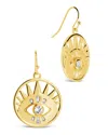 Sterling Forever Mahana Cz Evil Eye Disk Drop Earrings In Gold
