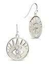 Sterling Forever Mahana Cz Evil Eye Disk Drop Earrings In Silver