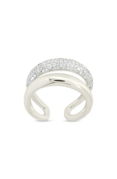 Sterling Forever Maisey Cubic Zirconia Double Band Ring In Metallic