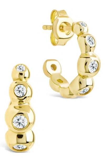 Sterling Forever Maison Cubic Zirconia Bubble Micro Hoop Earrings In Gold