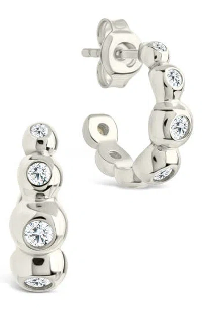 Sterling Forever Maison Cubic Zirconia Bubble Micro Hoop Earrings In Silver