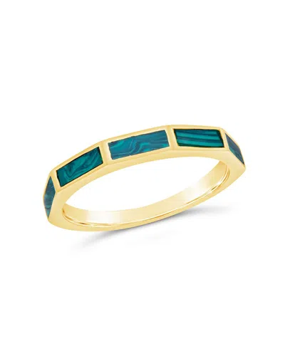 Sterling Forever Malachite Baguette Eternity Band Ring In Blue