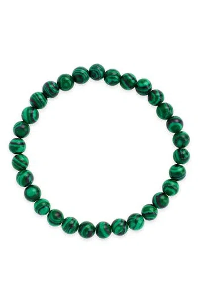Sterling Forever Malachite Beaded Stretch Bracelet In Green