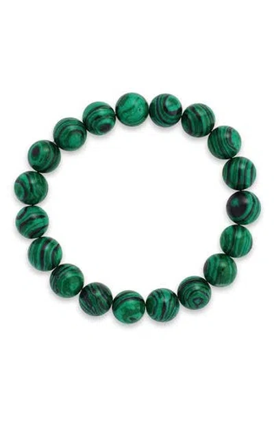 Sterling Forever Malachite Beaded Stretch Bracelet In Green
