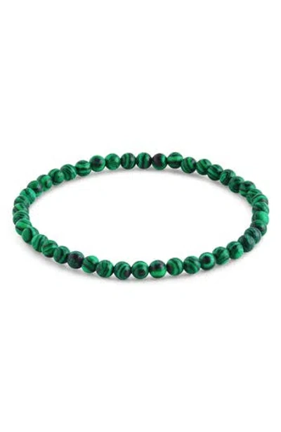 Sterling Forever Malachite Beaded Stretch Bracelet In Green