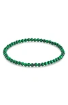 Sterling Forever Malachite Beaded Stretch Bracelet In Green