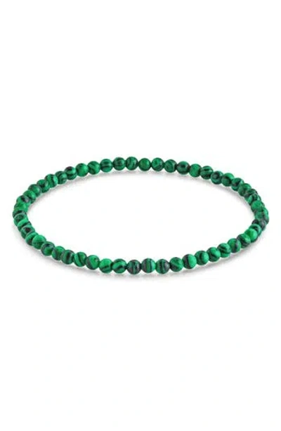Sterling Forever Malachite Beaded Stretch Bracelet In Green