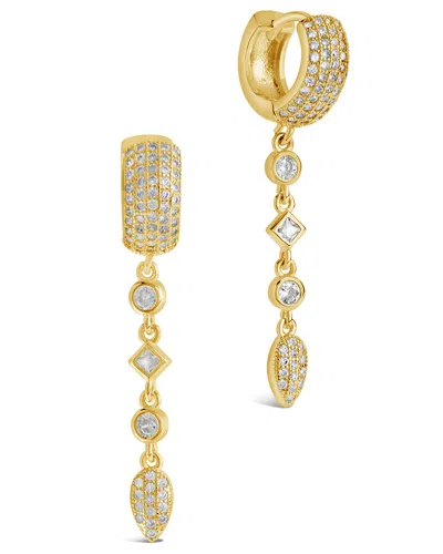Sterling Forever Malin Cz Drop Hoop Earrings In Gold