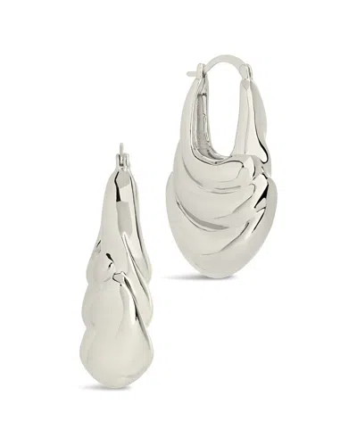 Sterling Forever Manon Textured Statement Hoop Earrings