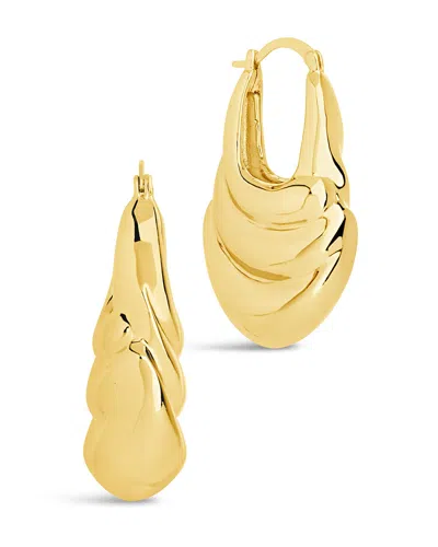 Sterling Forever Manon Textured Statement Hoop Earrings In Gold