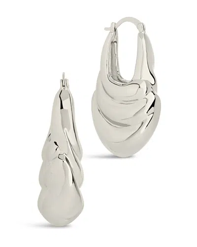 Sterling Forever Manon Textured Statement Hoop Earrings In Silver