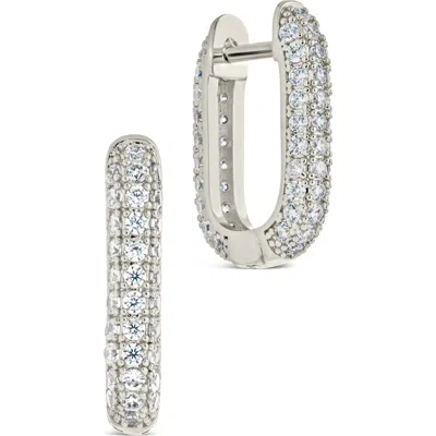 Sterling Forever Mara Cubic Zirconia Hoop Earrings In Silver