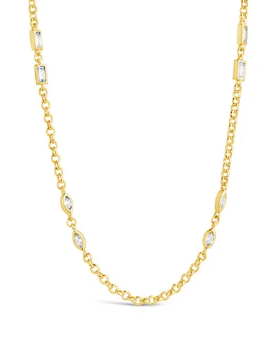 Sterling Forever Marceline Stationed Cz Chain Necklace In Gold