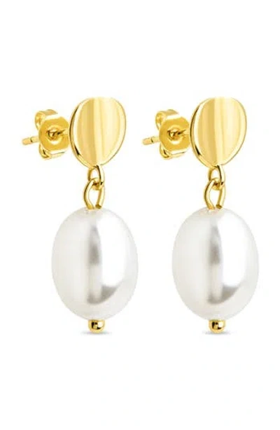 Sterling Forever Margaret Faux Pearl Drop Earrings In Gold