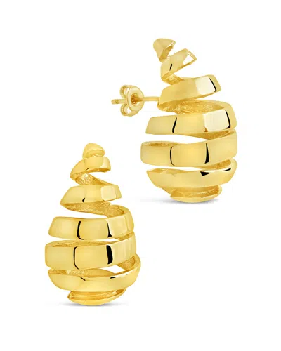 Sterling Forever Margot Ribbed Stud Earrings In Gold