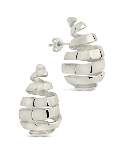 Sterling Forever Margot Ribbed Stud Earrings In Silver