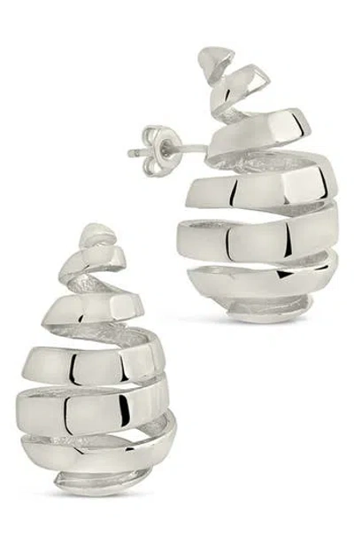 Sterling Forever Margot Ribbed Teardrop Stud Earrings In Metallic