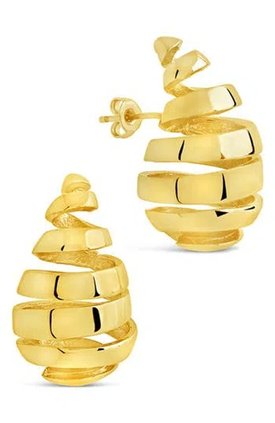 Sterling Forever Margot Ribbed Teardrop Stud Earrings In Gold