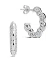 Sterling Forever Marisole Cz Rose Petal Hoop Earrings In Silver