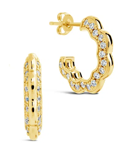 Sterling Forever Marisole Cz Rose Petal Hoop Earrings In Gold