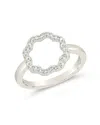 Sterling Forever Marisole Cz Rose Petal Outline Ring In Metallic