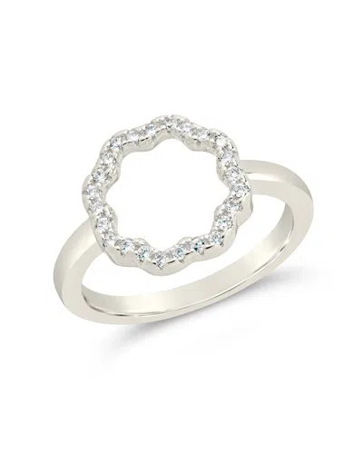 Sterling Forever Marisole Cz Rose Petal Outline Ring In Metallic