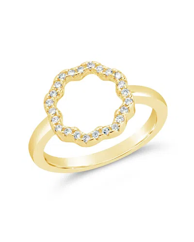 Sterling Forever Marisole Cz Rose Petal Outline Ring In Gold