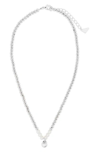 Sterling Forever Marjorie Seashell Pendant Pearl Necklace In Silver