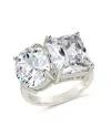 Sterling Forever Marla Cz Toi Et Moi Cocktail Ring In Metallic